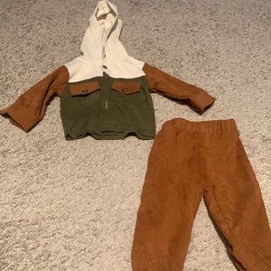 SHEIN Kids Matching Set in Cream, Green, and Brown